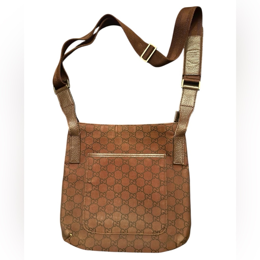 Gucci GG Nylon Crossbody Messenger Bag- Chocolate Brown - Picture 2 of 6